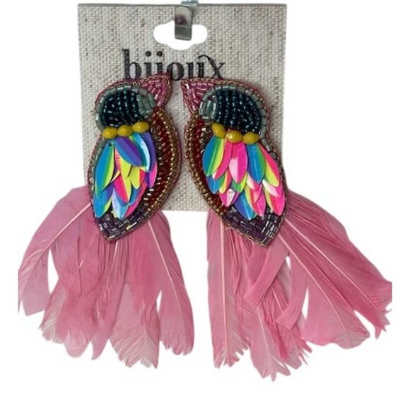 Bijoux Bar Feather Bird Drop Earrings - Picture 1 of 3